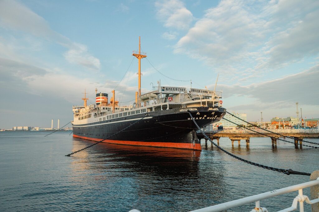 ship, vessel, ride, japan, yokohama, nature, sky